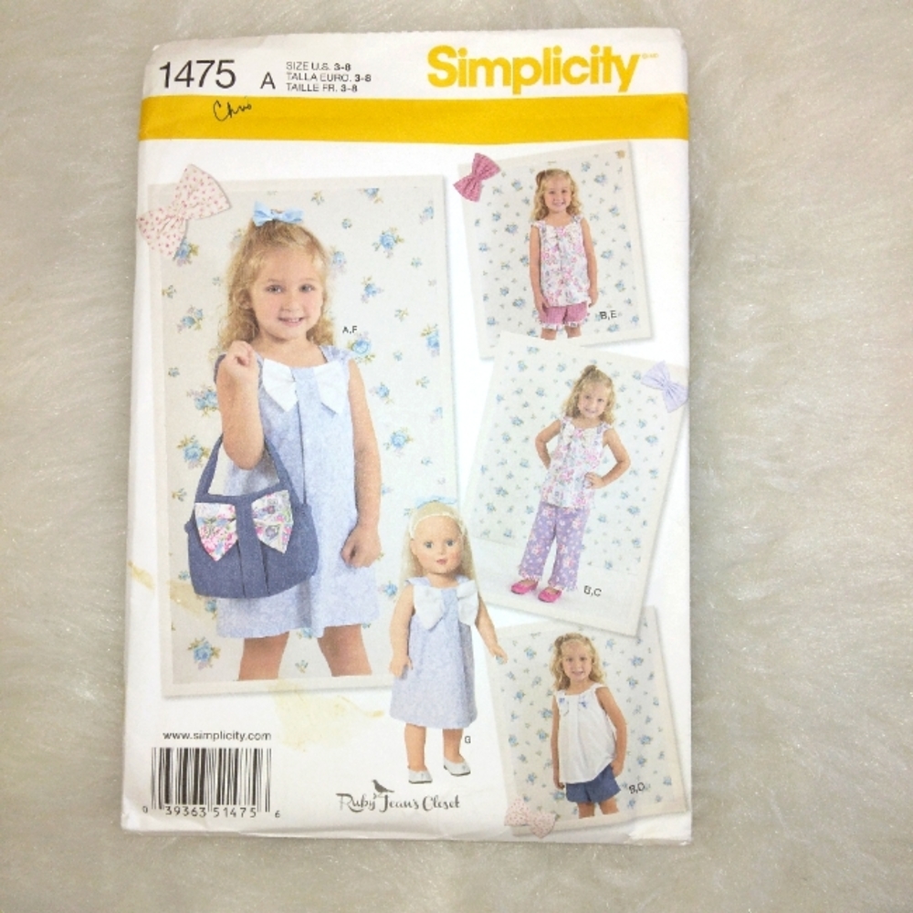 Simplicity 1475 Clothes for Child and American Girl Doll